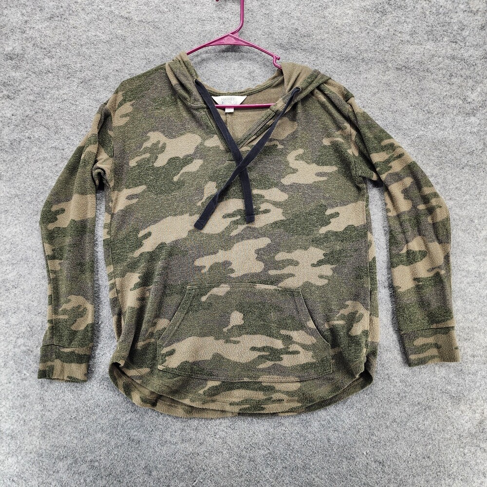 Market & Spruce Stitch Fix Shirt Womens Small Long Sleeve Green Camo Hooded